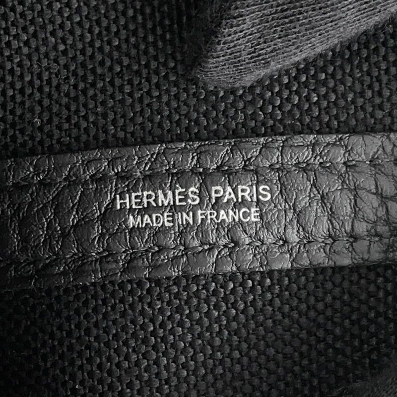 エルメス トートバッグ ガーデンパーティTPM ブラック/シルバー金具 トワルミリタリー/ネゴンダ B刻印 黒