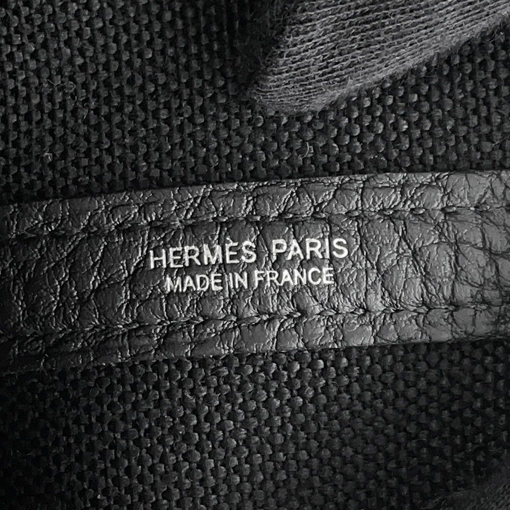 エルメス トートバッグ ガーデンパーティTPM ブラック/シルバー金具 トワルミリタリー/ネゴンダ B刻印 黒