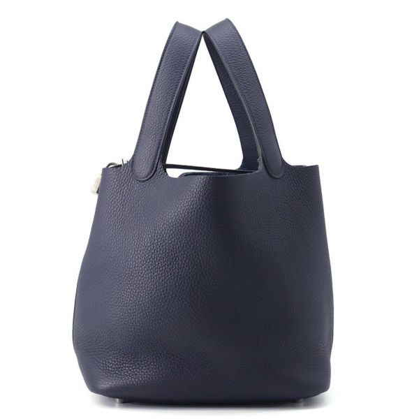 エルメス ハンドバッグ ピコタンロックMM ブルーニュイ/シルバー金具 トリヨンクレマンス Z刻印