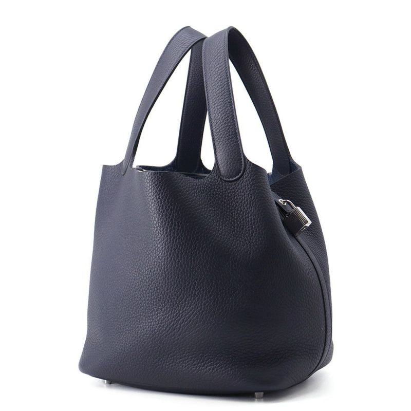 エルメス ハンドバッグ ピコタンロックMM ブルーニュイ/シルバー金具 トリヨンクレマンス Z刻印