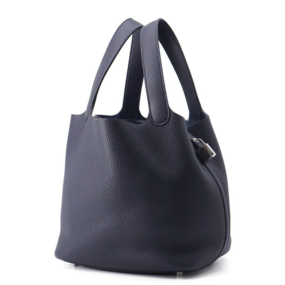 エルメス ハンドバッグ ピコタンロックMM ブルーニュイ/シルバー金具 トリヨンクレマンス Z刻印