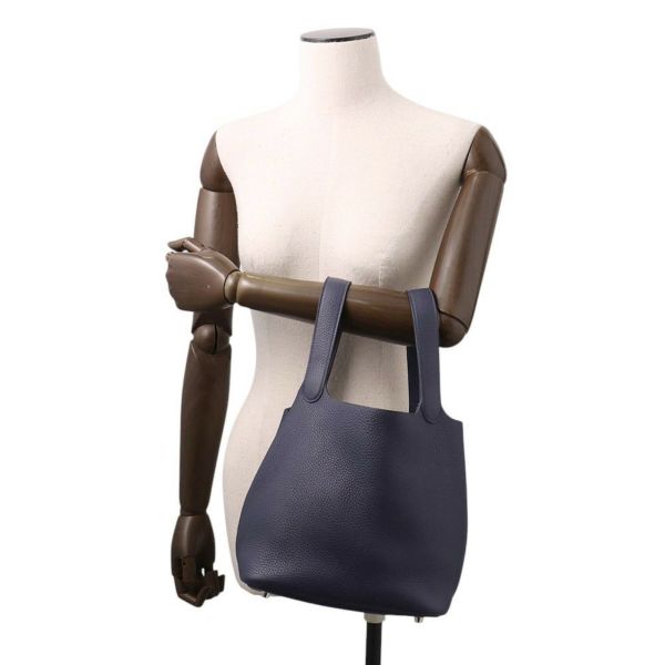 エルメス ハンドバッグ ピコタンロックMM ブルーニュイ/シルバー金具 トリヨンクレマンス Z刻印