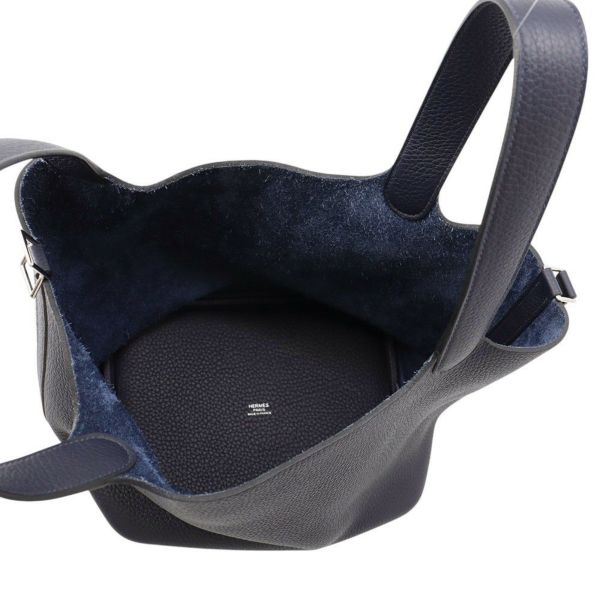 エルメス ハンドバッグ ピコタンロックMM ブルーニュイ/シルバー金具 トリヨンクレマンス Z刻印