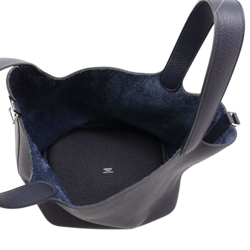 エルメス ハンドバッグ ピコタンロックMM ブルーニュイ/シルバー金具 トリヨンクレマンス Z刻印