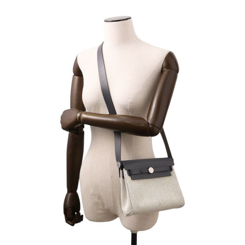 エルメス ショルダーバッグ エールバッグジップ ミニ アルドワーズ/エクリュ/シルバー金具 トワルミリタリー/ヴァッシュハンター K刻印