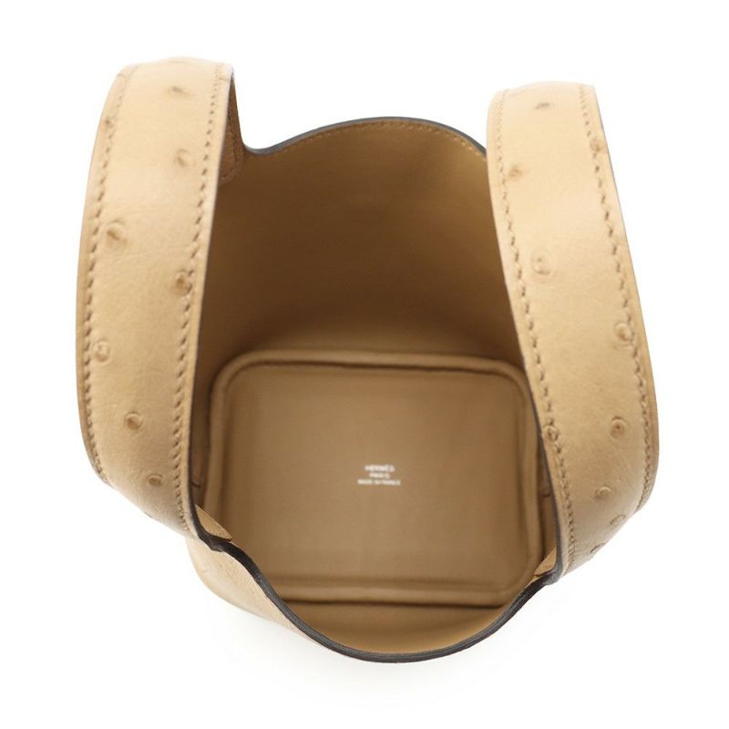 エルメス ピコタンロック ミクロ チャイ/シルバー金具 オーストリッチ W刻印 HERMES バッグ