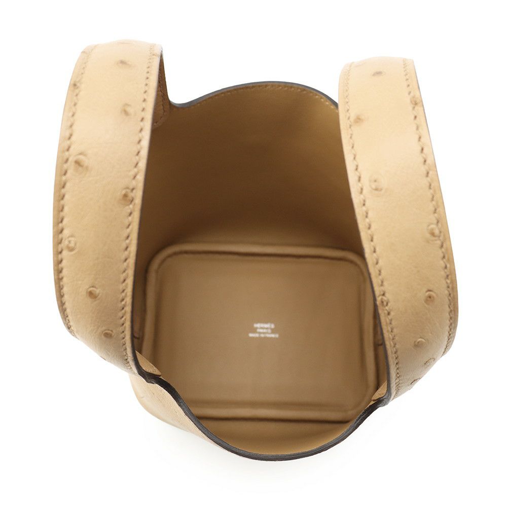 エルメス ピコタンロック ミクロ チャイ/シルバー金具 オーストリッチ W刻印 HERMES バッグ