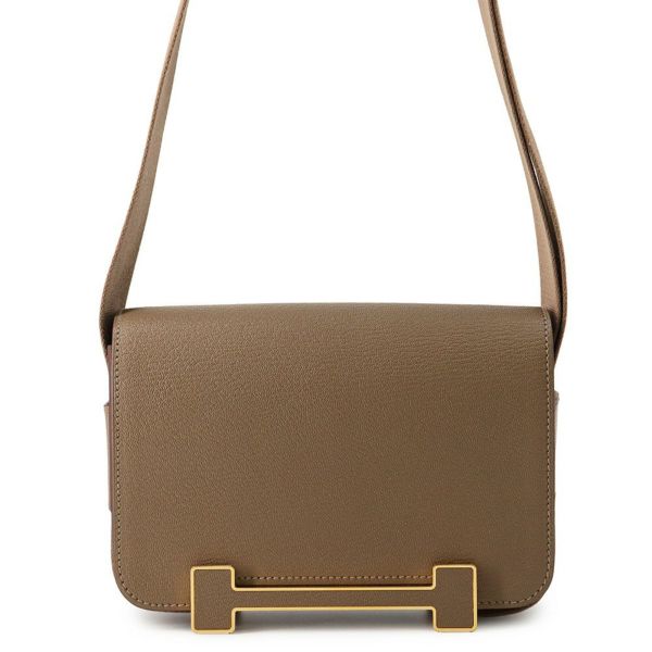 エルメス ショルダーバッグ ゲタ エトゥープ/ゴールド金具 シェブルミゾル B刻印 HERMES バッグ