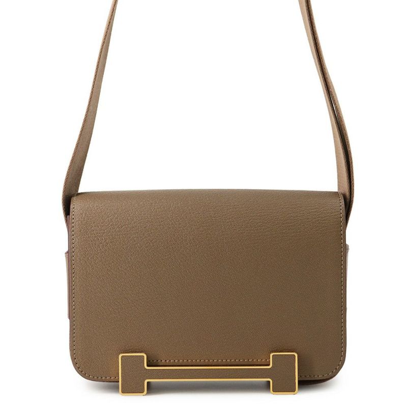 エルメス ショルダーバッグ ゲタ エトゥープ/ゴールド金具 シェブルミゾル B刻印 HERMES バッグ