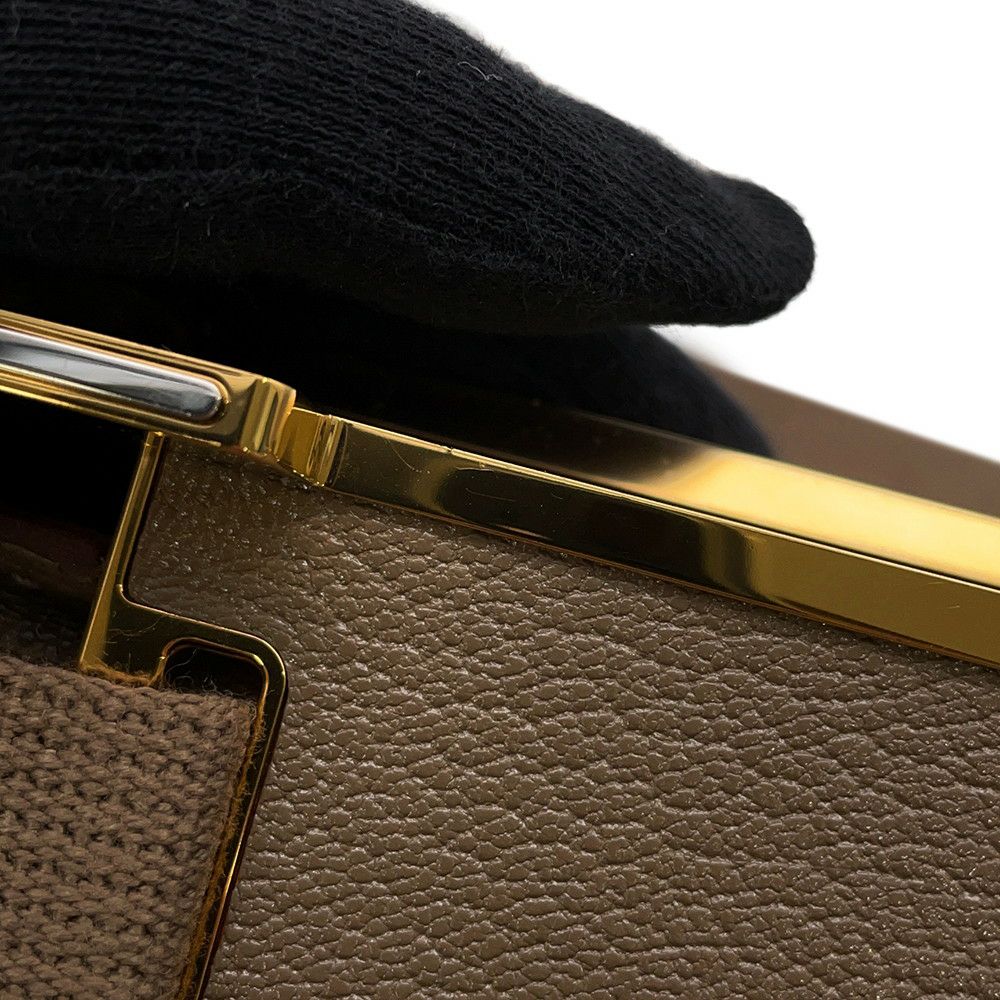 エルメス ショルダーバッグ ゲタ エトゥープ/ゴールド金具 シェブルミゾル B刻印 HERMES バッグ