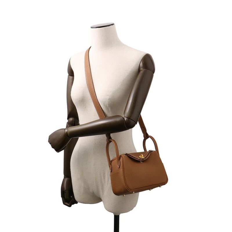 エルメス リンディ ミニ ゴールド/ゴールド金具 トリヨンクレマンス K刻印 2wayショルダー