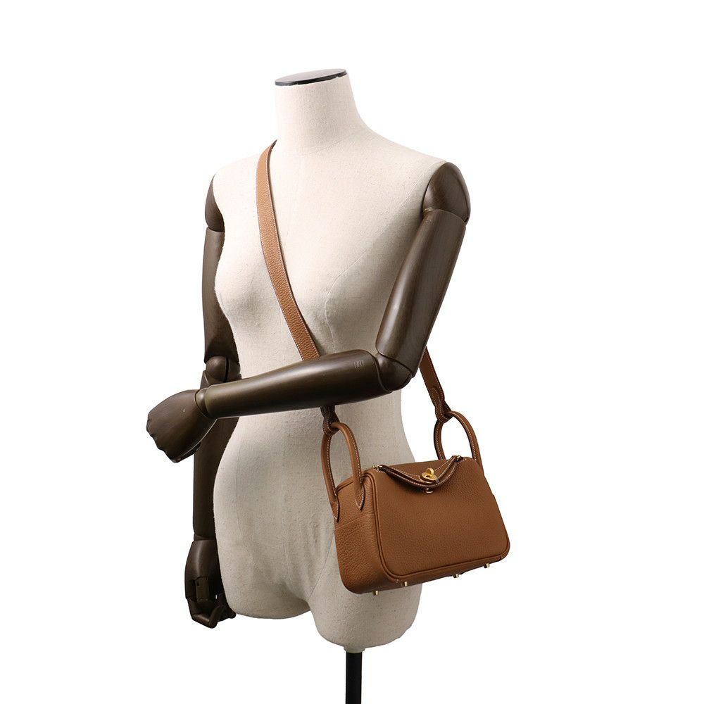 エルメス リンディ ミニ ゴールド/ゴールド金具 トリヨンクレマンス K刻印 2wayショルダー