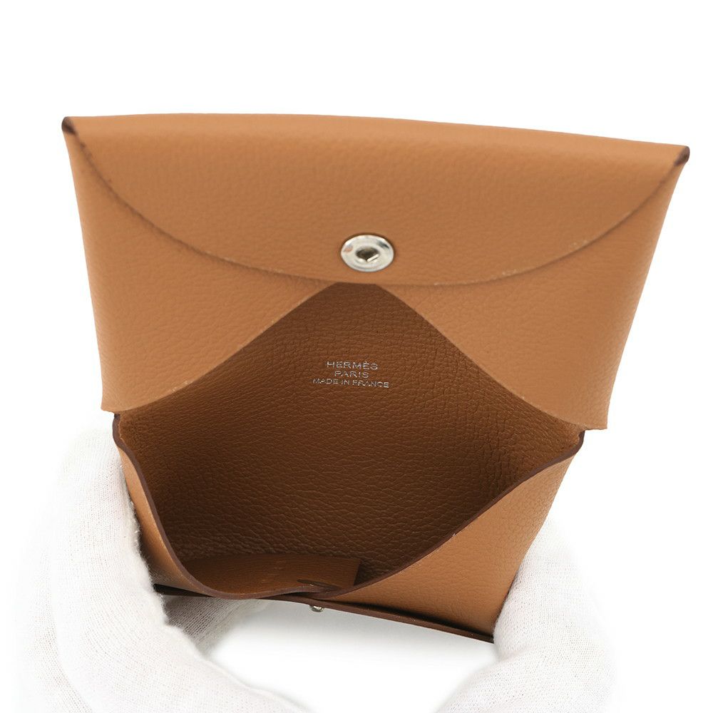 エルメス カードケース カルヴィ ゴールド エバーカラー W刻印 HERMES 名刺入れ