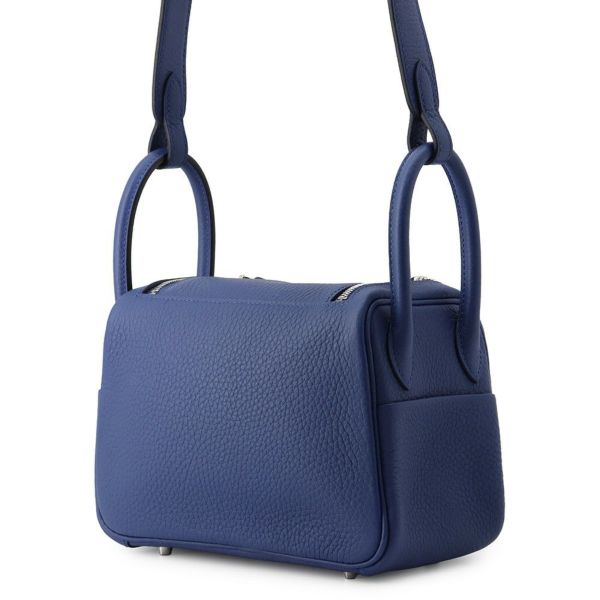 エルメス リンディ ミニ ブルータイ/シルバー金具 トリヨンクレマンス K刻印 2wayショルダー