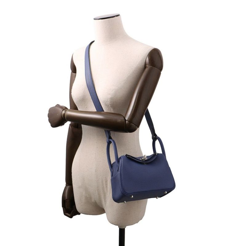 エルメス リンディ ミニ ブルータイ/シルバー金具 トリヨンクレマンス K刻印 2wayショルダー