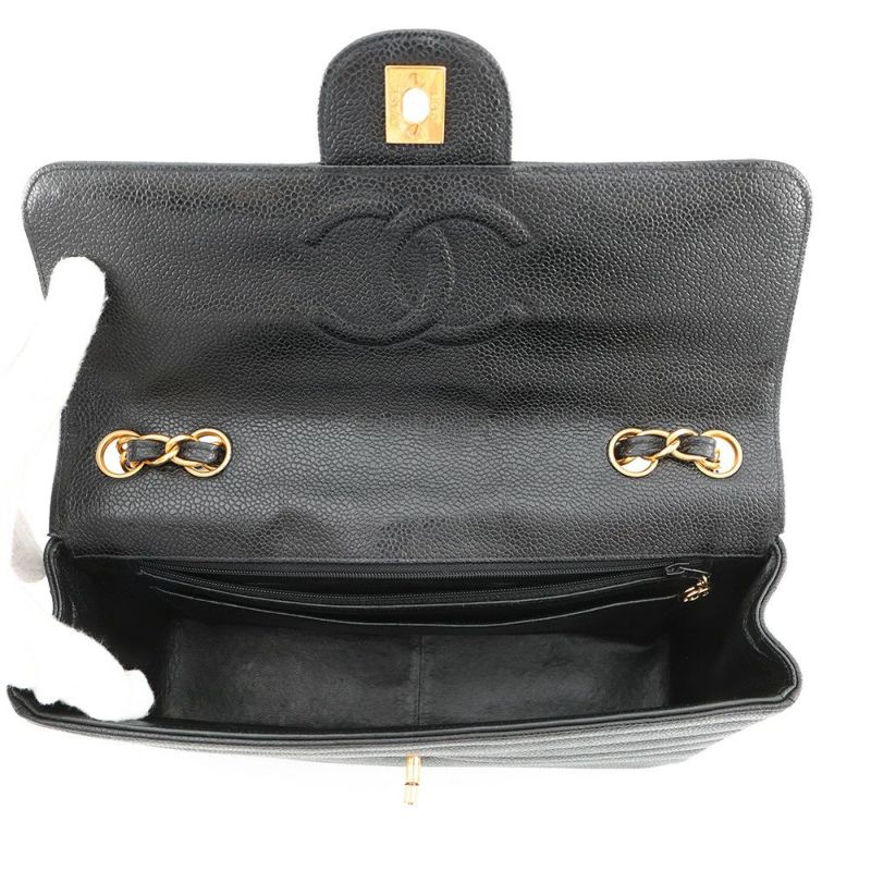 シャネル チェーンショルダーバッグ マドモアゼル ココマーク キャビアスキン CHANEL 黒