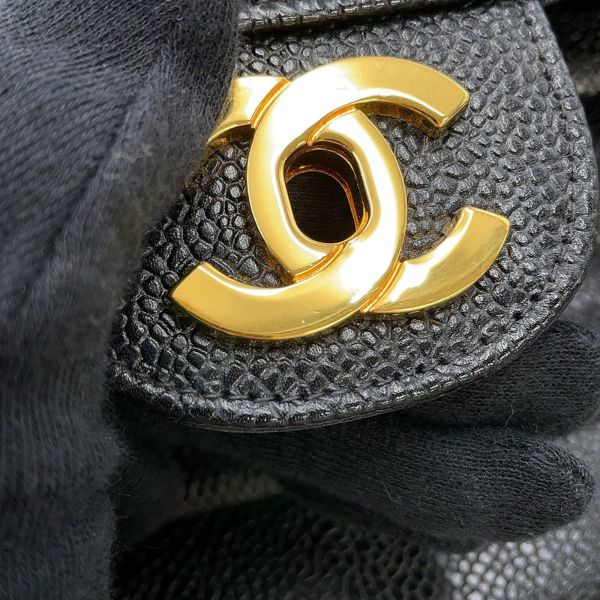 シャネル チェーンショルダーバッグ マドモアゼル ココマーク キャビアスキン CHANEL 黒