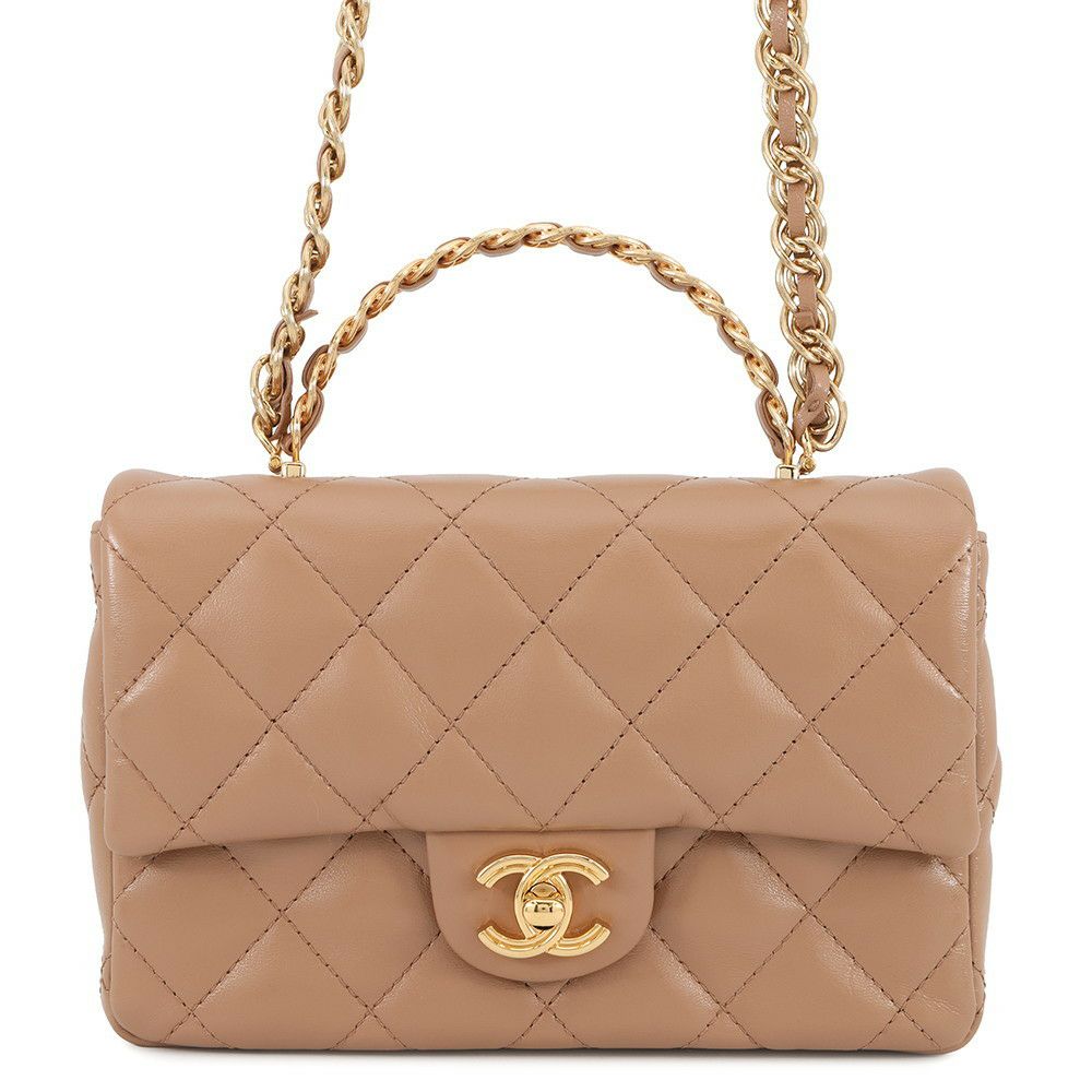 シャネル ハンドバッグ マトラッセ ココマーク トップハンドル スモール シャイニーラムスキン AS4023 2way