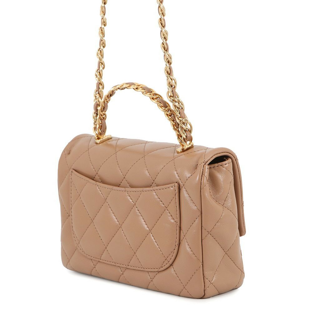 シャネル ハンドバッグ マトラッセ ココマーク トップハンドル スモール シャイニーラムスキン AS4023 2way