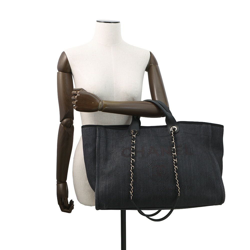 シャネル トートバッグ ココマーク ドーヴィル ショッピングバッグ ラフィア A93786 CHANEL 2way 黒
