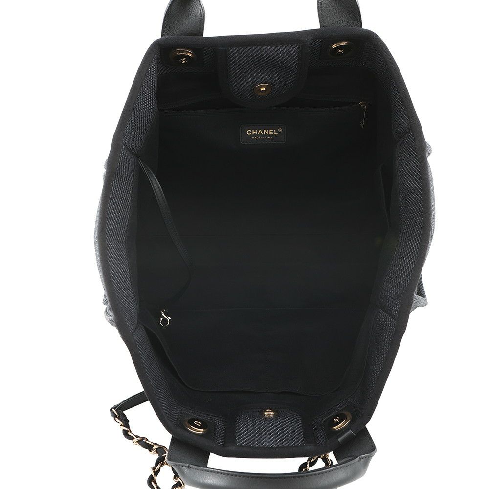 シャネル トートバッグ ココマーク ドーヴィル ショッピングバッグ ラフィア A93786 CHANEL 2way 黒