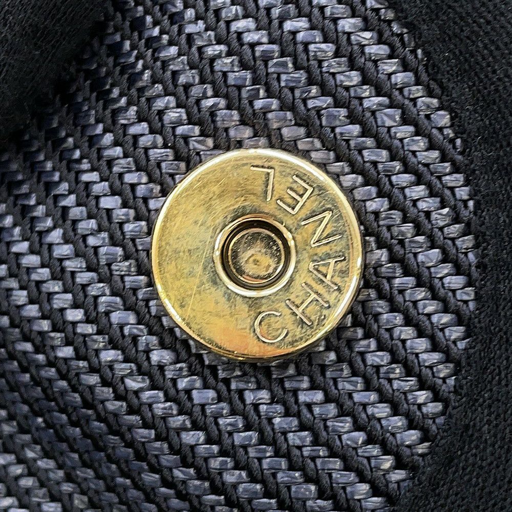 シャネル トートバッグ ココマーク ドーヴィル ショッピングバッグ ラフィア A93786 CHANEL 2way 黒