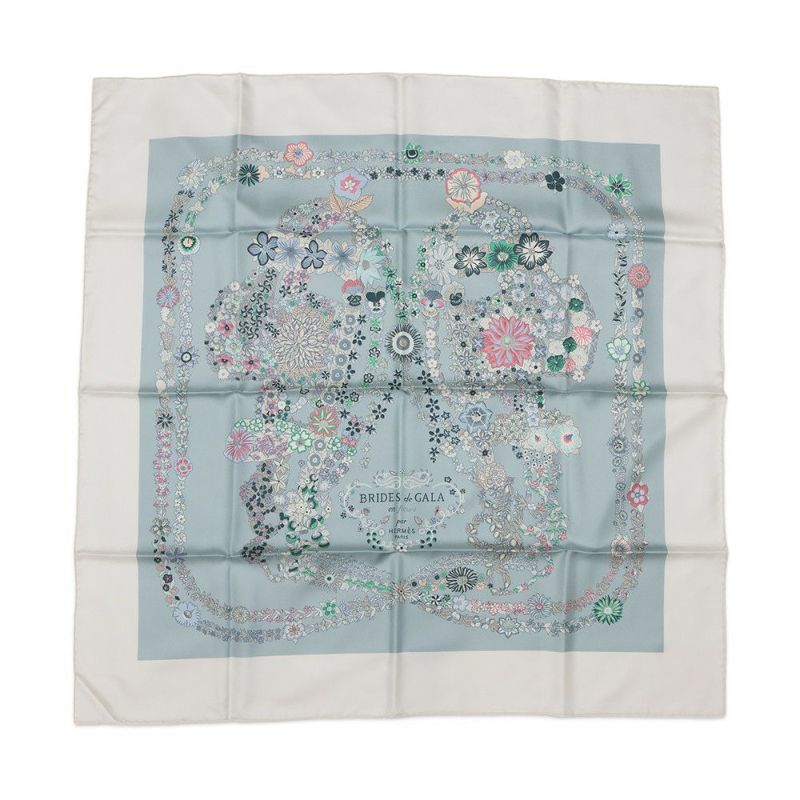 エルメス スカーフ カレ90 ブリッド・ドゥ・ガラ・アン・フルール HERMES シルク