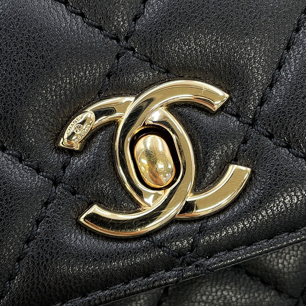 シャネル ハンドバッグ ココマーク マトラッセ トップハンドル ミニ フラップ レザー AS2215 CHANEL 2way 黒