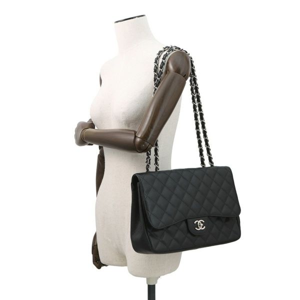 シャネル チェーンショルダーバッグ マトラッセ30 ココマーク ダブルチェーン キャビアスキン A28600 CHANEL 黒 デカマト
