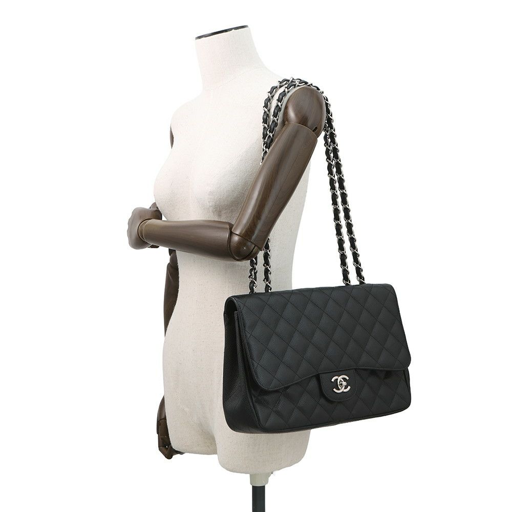 シャネル チェーンショルダーバッグ マトラッセ30 ココマーク ダブルチェーン キャビアスキン A28600 CHANEL 黒 デカマト