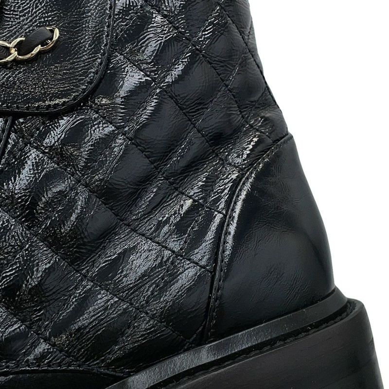 シャネル ショートブーツ マトラッセ ココマーク CHANEL19 レザー レディースサイズ38 G36424 CHANEL 靴 黒
