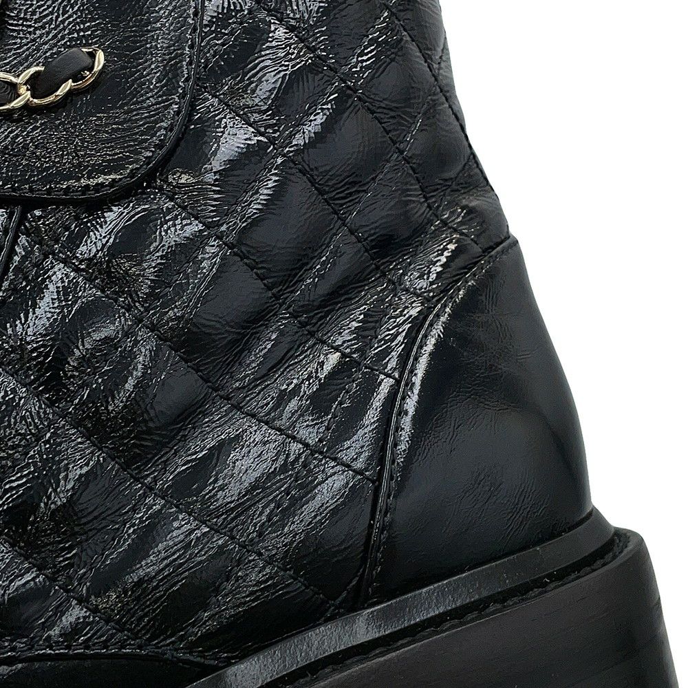 シャネル ショートブーツ マトラッセ ココマーク CHANEL19 レザー レディースサイズ38 G36424 CHANEL 靴 黒