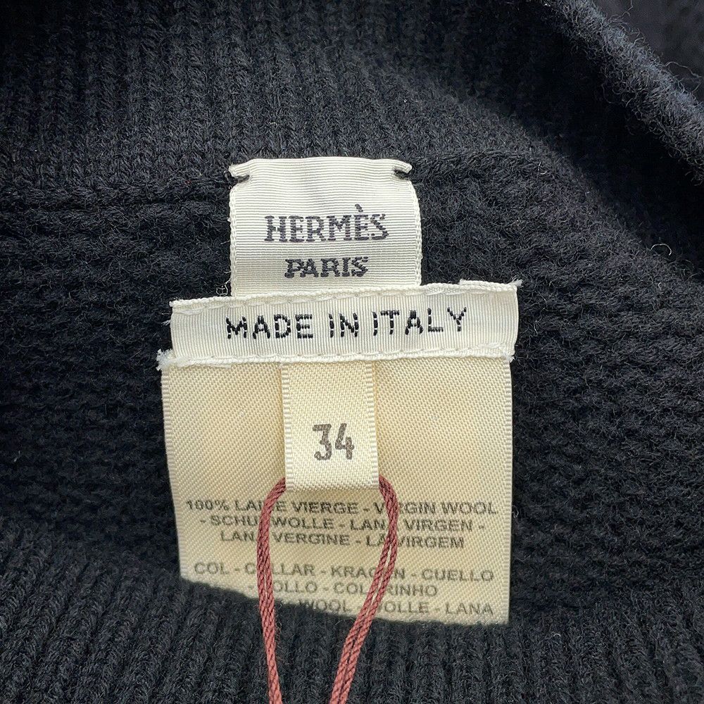 エルメス ポンチョ Hモチーフ レクタングラー ケープ ウール レディースサイズ34 HERMES アウター 黒