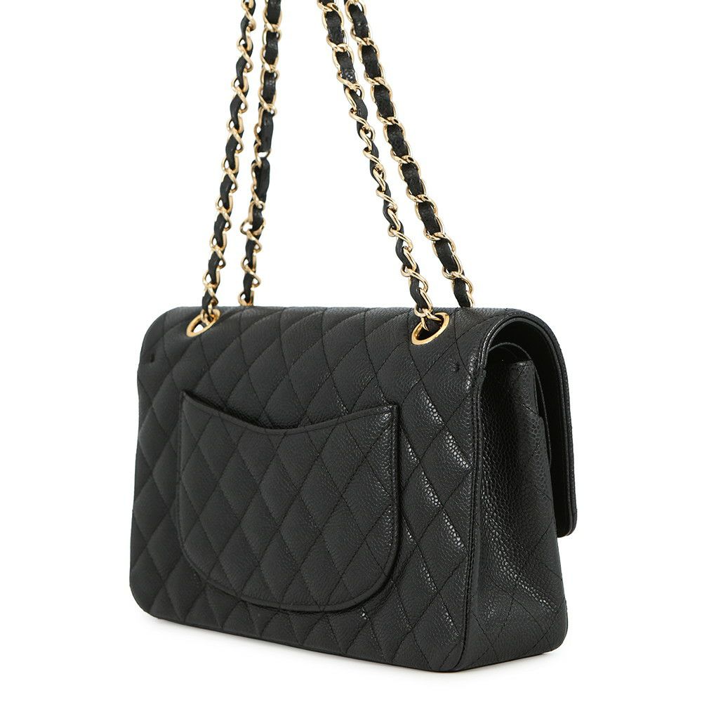 シャネル チェーンショルダーバッグ マトラッセ25 ココマーク ダブルチェーン キャビアスキン A01112 CHANEL 黒