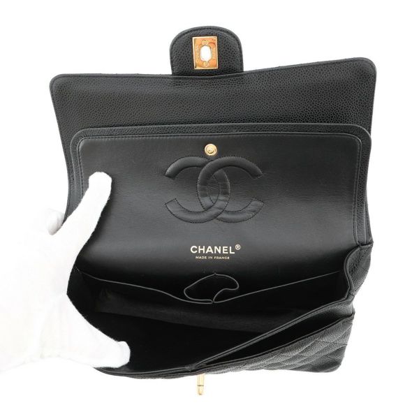 シャネル チェーンショルダーバッグ マトラッセ25 ココマーク ダブルチェーン キャビアスキン A01112 CHANEL 黒