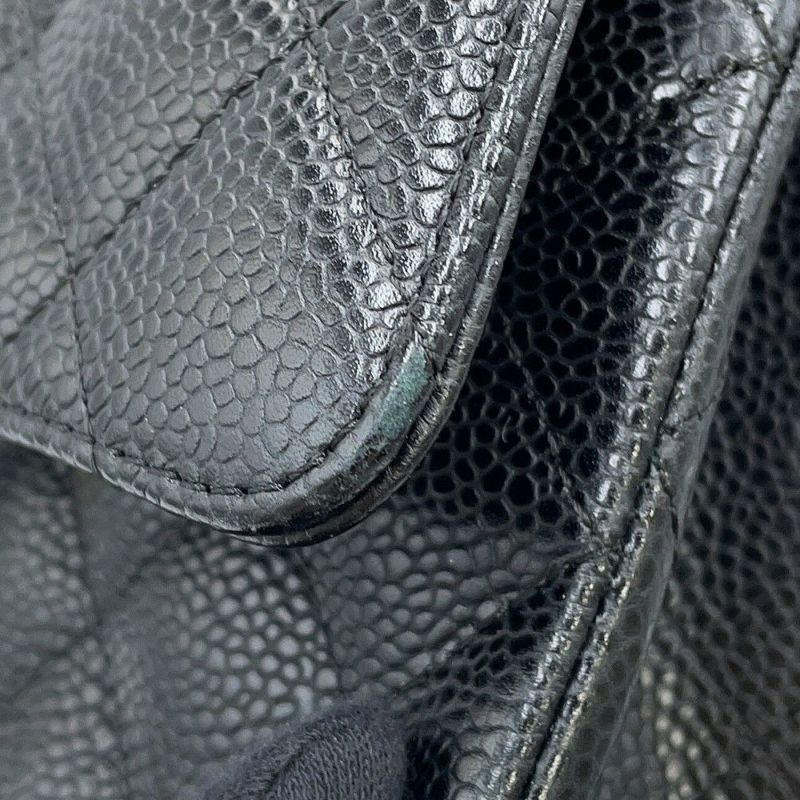 シャネル チェーンショルダーバッグ マトラッセ25 ココマーク ダブルチェーン キャビアスキン A01112 CHANEL 黒