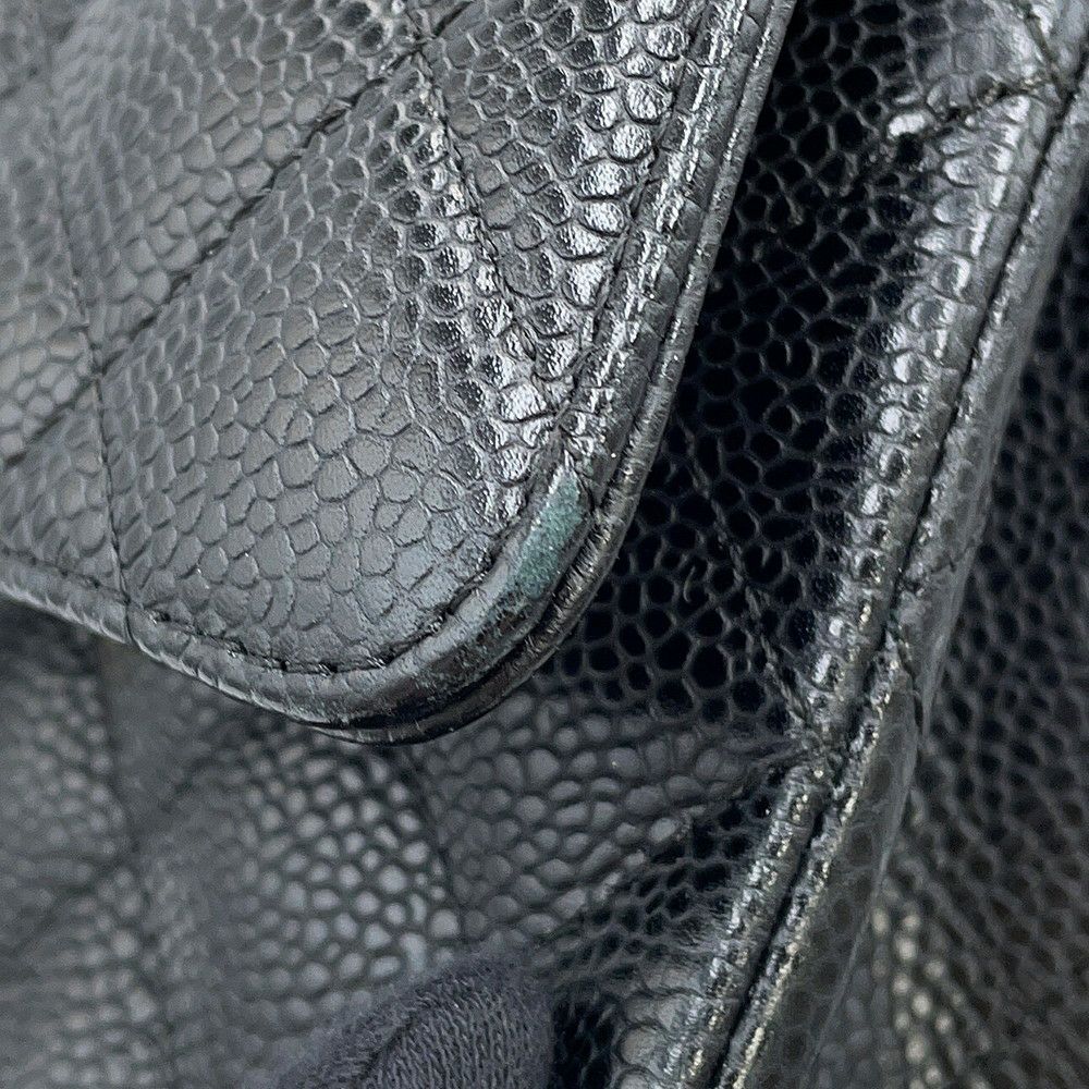 シャネル チェーンショルダーバッグ マトラッセ25 ココマーク ダブルチェーン キャビアスキン A01112 CHANEL 黒