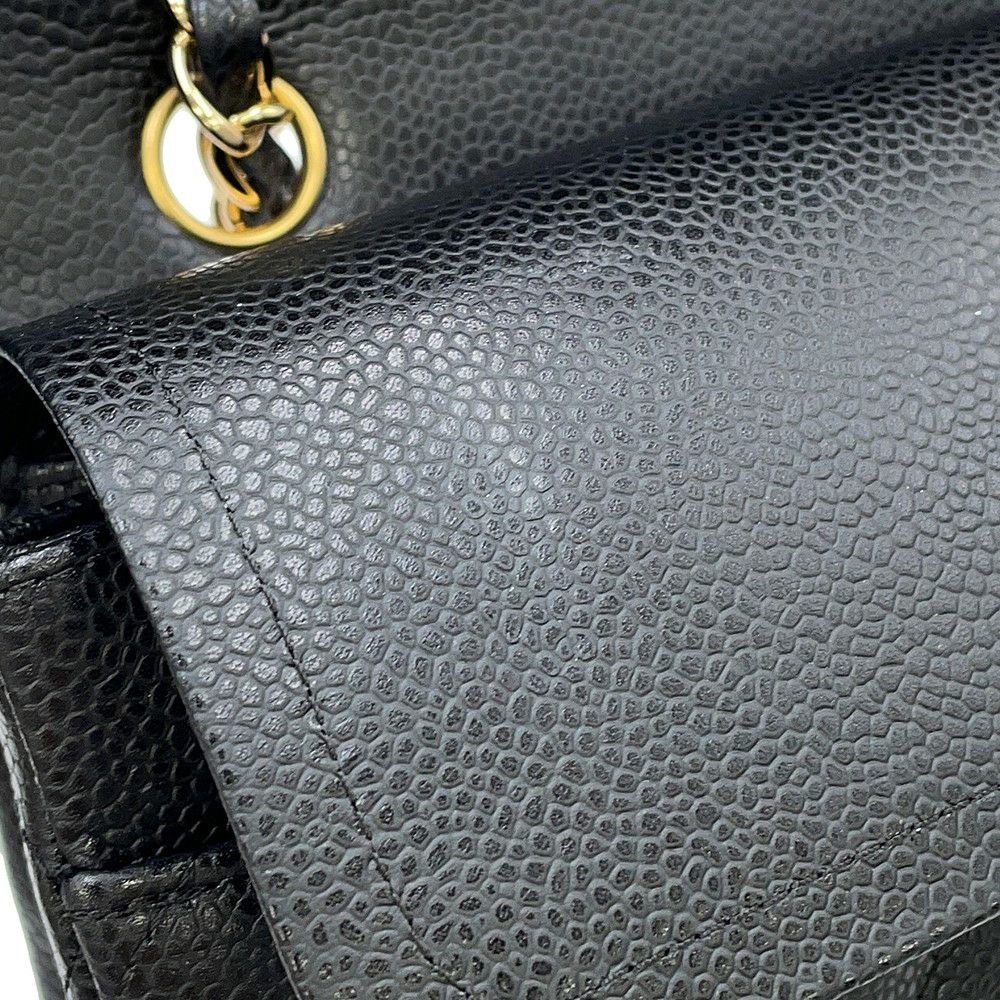 シャネル チェーンショルダーバッグ マトラッセ25 ココマーク ダブルチェーン キャビアスキン A01112 CHANEL 黒