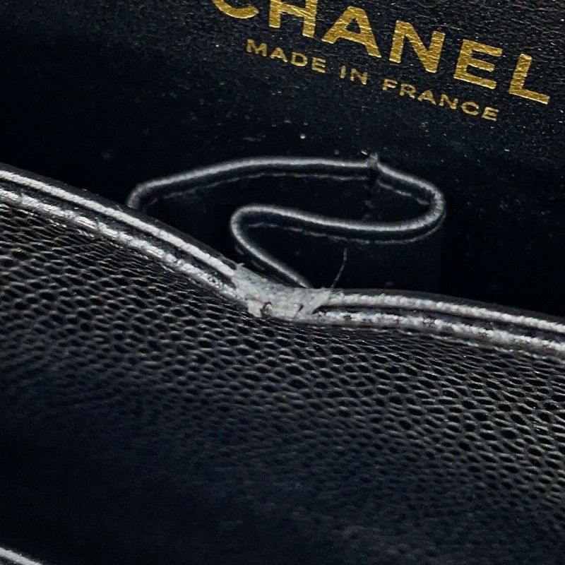 シャネル チェーンショルダーバッグ マトラッセ25 ココマーク ダブルチェーン キャビアスキン A01112 CHANEL 黒