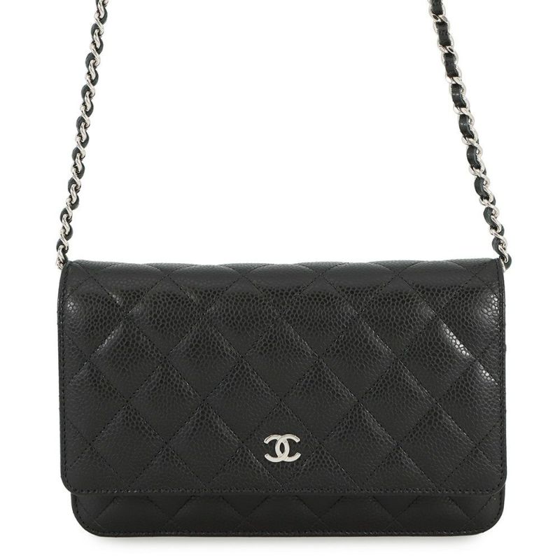 シャネル チェーンウォレット マトラッセ ココマーク キャビアスキン AP0250 CHANEL 財布 黒