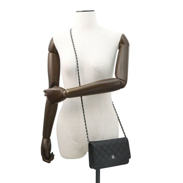 シャネル チェーンウォレット マトラッセ ココマーク キャビアスキン AP0250 CHANEL 財布 黒