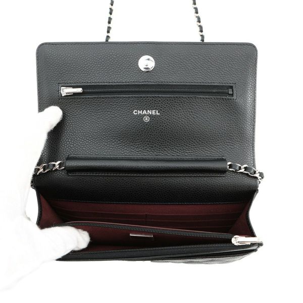 シャネル チェーンウォレット マトラッセ ココマーク キャビアスキン AP0250 CHANEL 財布 黒
