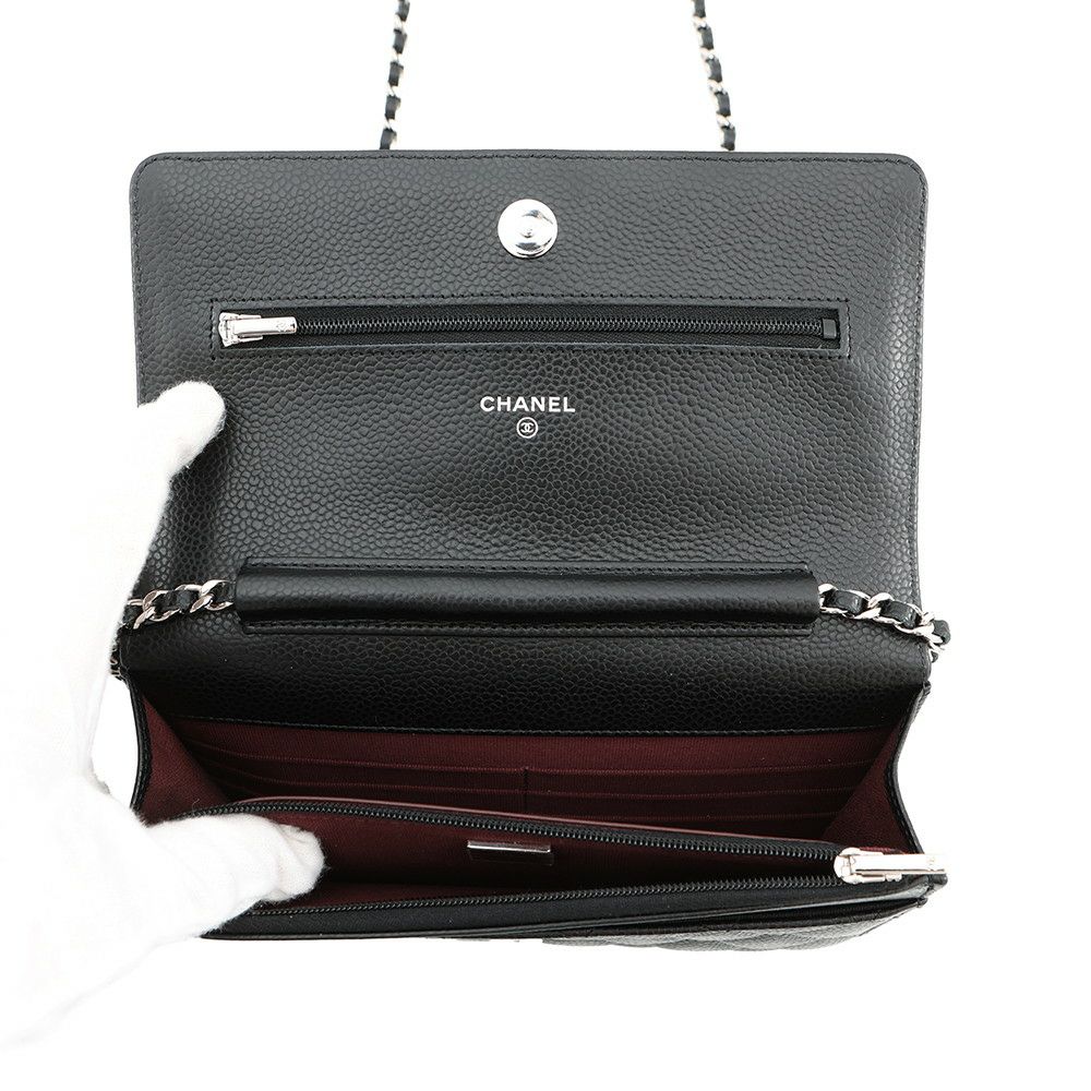 シャネル チェーンウォレット マトラッセ ココマーク キャビアスキン AP0250 CHANEL 財布 黒