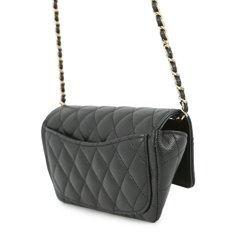 シャネル アイウェアケース マトラッセ ココマーク キャビアスキン AP2044 CHANEL 眼鏡ケース キルティング 黒