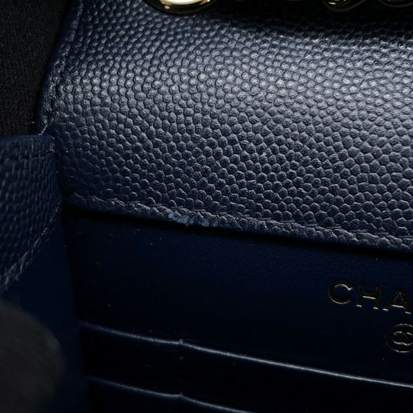 シャネル フォンケース マトラッセ キャビアスキン AP0249 バッグ ポーチ ネイビー