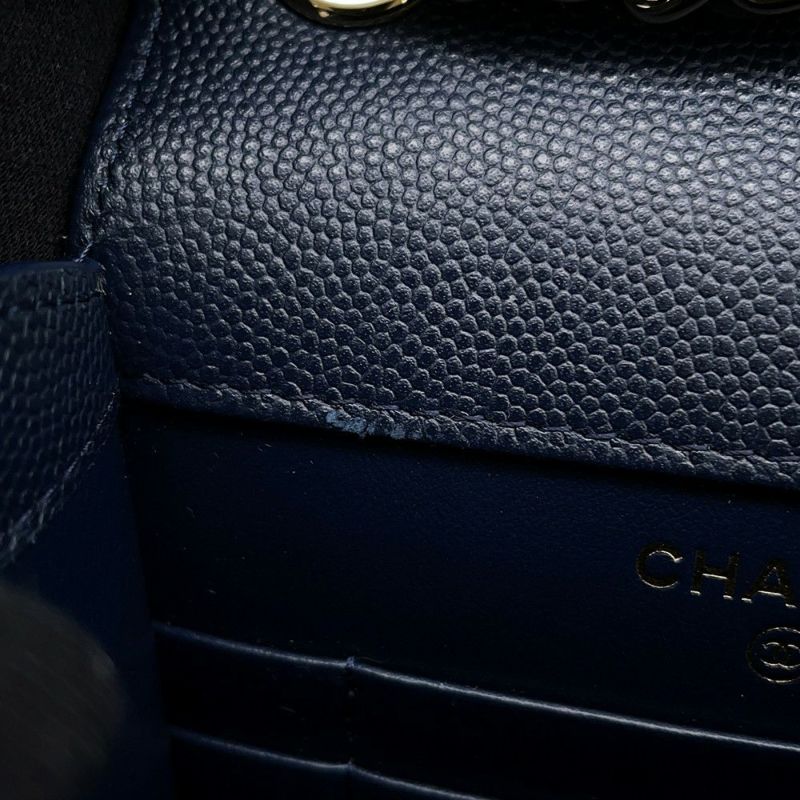 シャネル フォンケース マトラッセ キャビアスキン AP0249 バッグ ポーチ ネイビー
