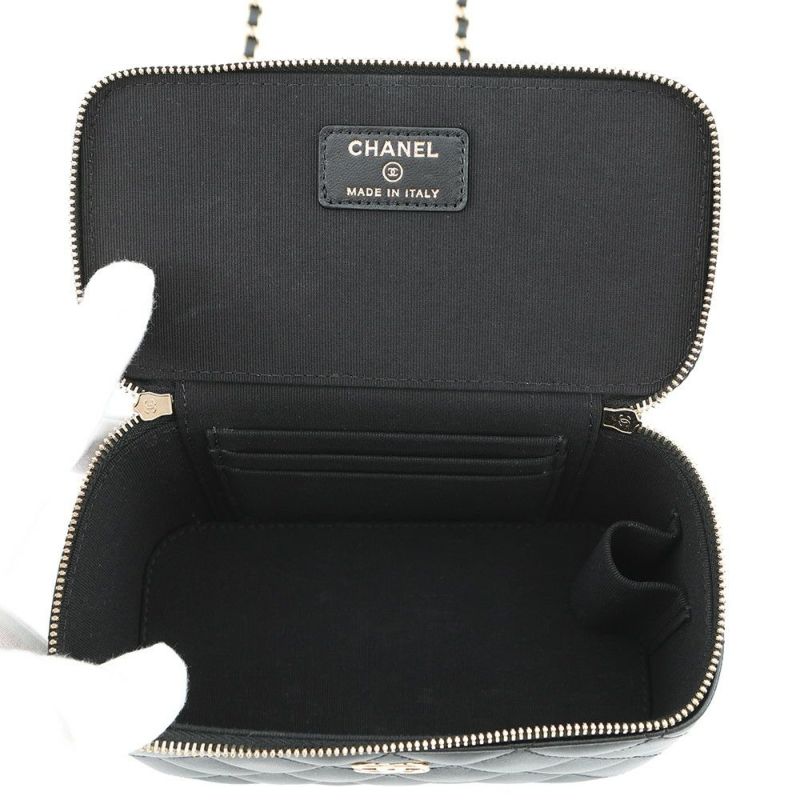 シャネル チェーンショルダーバッグ マトラッセ ココマーク ヴァニティバッグ ラムスキン AP2199 CHANEL 黒 バニティ