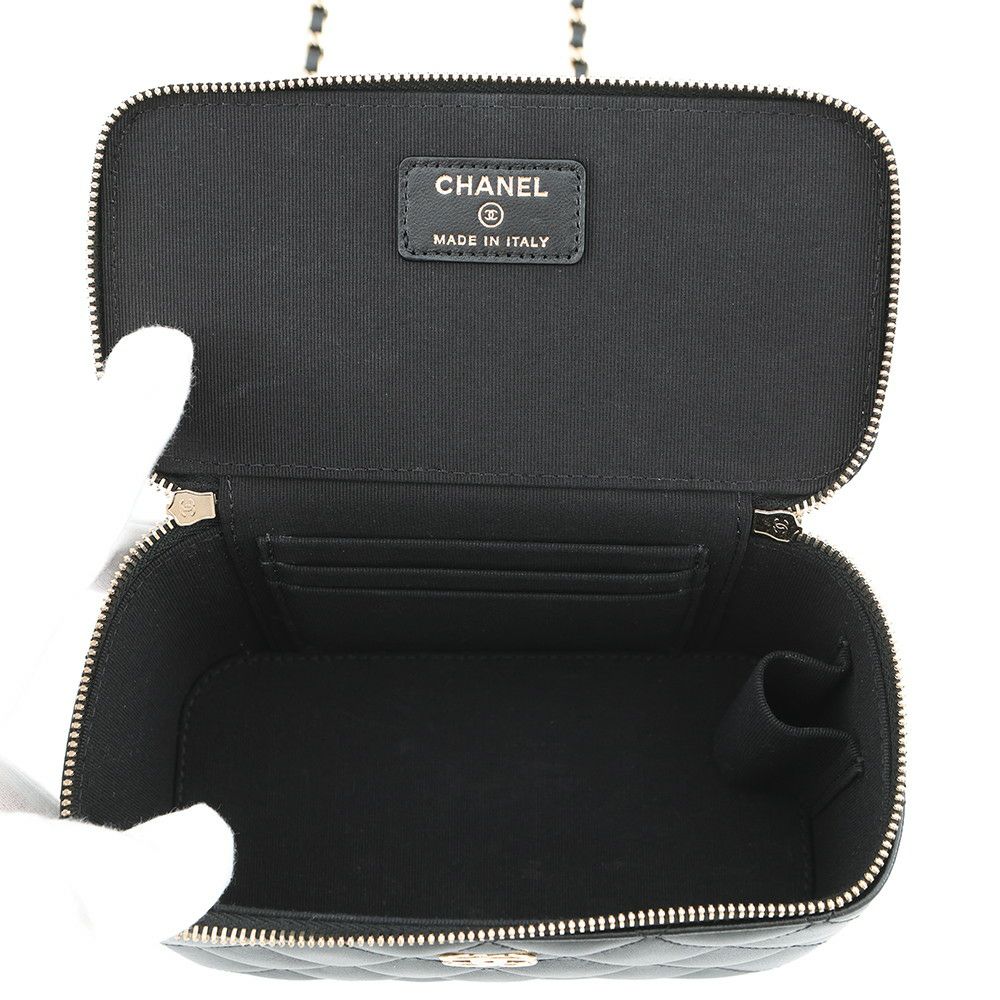 シャネル チェーンショルダーバッグ マトラッセ ココマーク ヴァニティバッグ ラムスキン AP2199 CHANEL 黒 バニティ