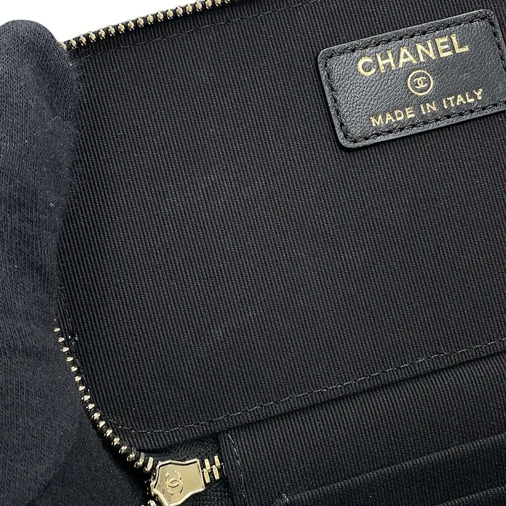 シャネル チェーンショルダーバッグ マトラッセ ココマーク ヴァニティバッグ ラムスキン AP2199 CHANEL 黒 バニティ