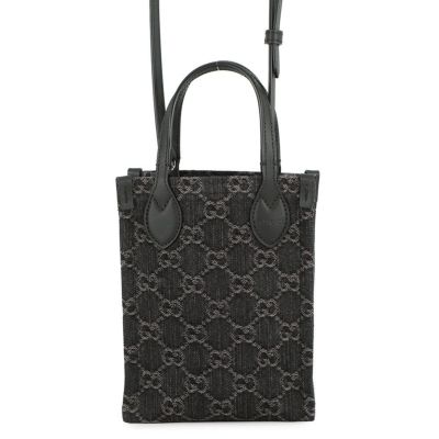 グッチ ハンドバッグ GGデニム ミニトート 773730 GUCCI 2WAY 黒